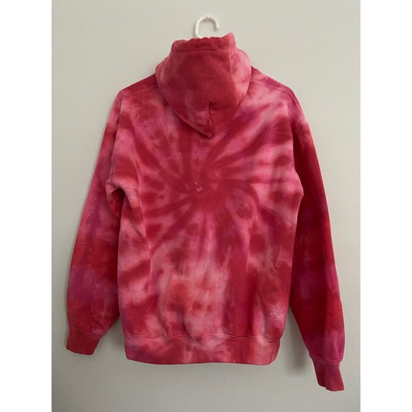 fuschia & petal pink spiral tie dye hoodie - Picture 2 of 2